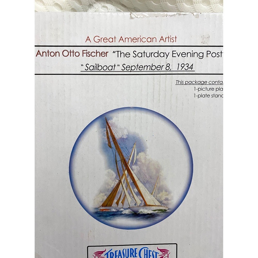 Anton Otto Fischer Saturday Evening Post Sailboat Collector Plate Treasure Chest